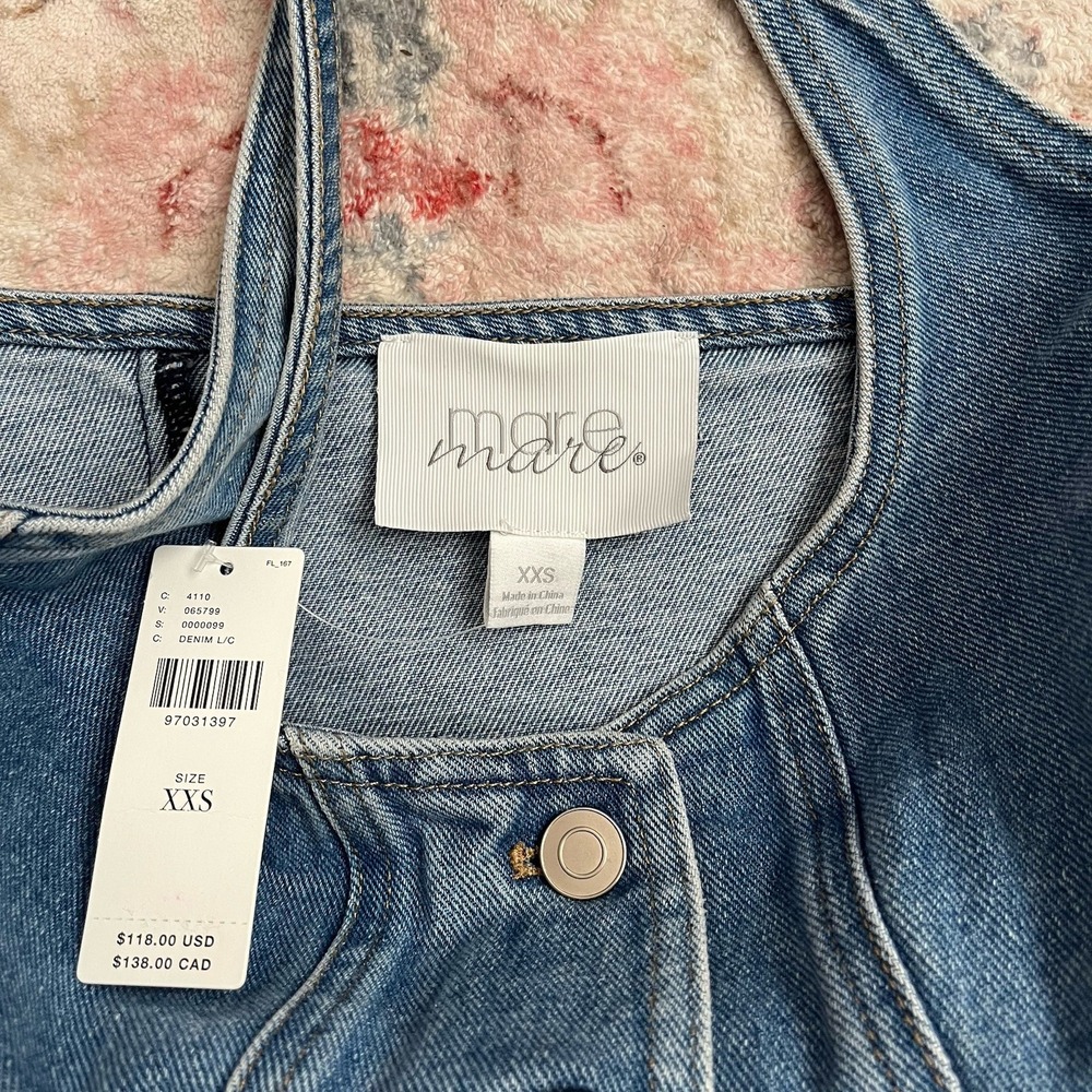Mare Mare Halter Shrunken Denim Vest Top XXS Anthropologie Womens Blouse Jean - Picture 5 of 8